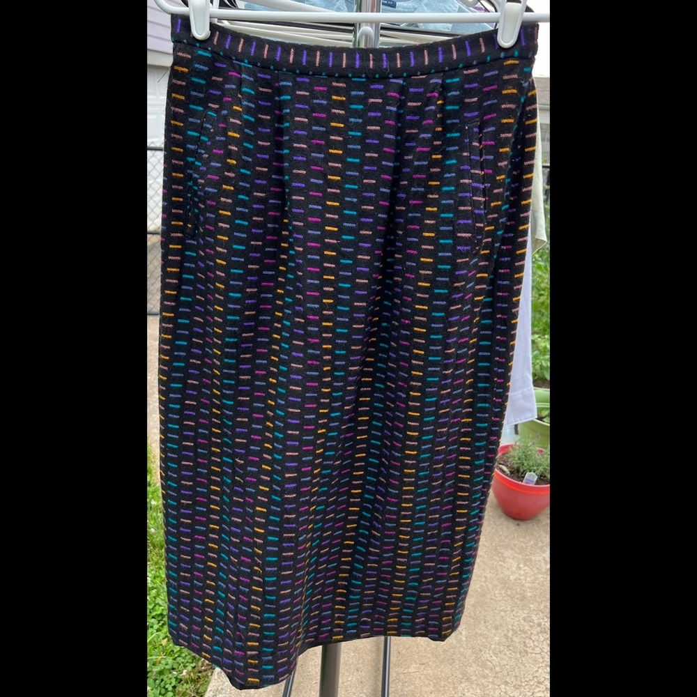 Retro Vintage Neon Stripe Skirt w/Pockets ILGWU tag!